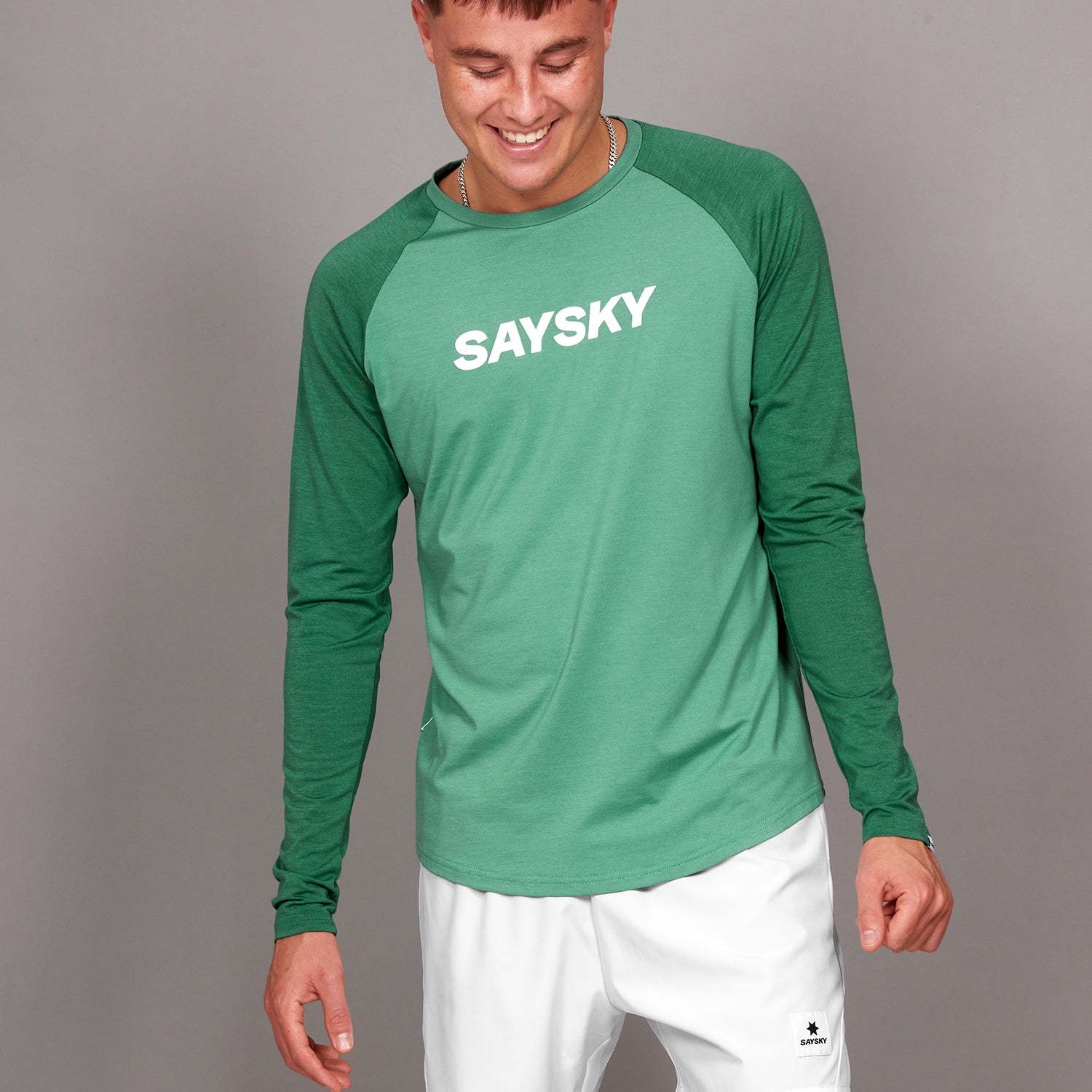 ■ 公式 ■ SAYSKY/セイスカイ ランニングTシャツ(ロングスリーブ) LMRLS21c3004 Logo Pace Long Sleeve -  Green [メンズ]