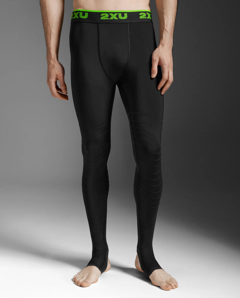 2XU コンプレッションタイツ メンズ XS ブラック グリーン □ 公式 □ 2XU/ツータイムズユー ランニングタイツ MA6914b-BLK-NRO