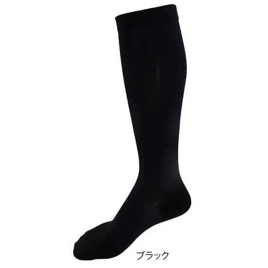 着圧ソックス FML032BLK V型着圧ハイソックス（ソフト着圧タイプ） - Black [ユニセックス]