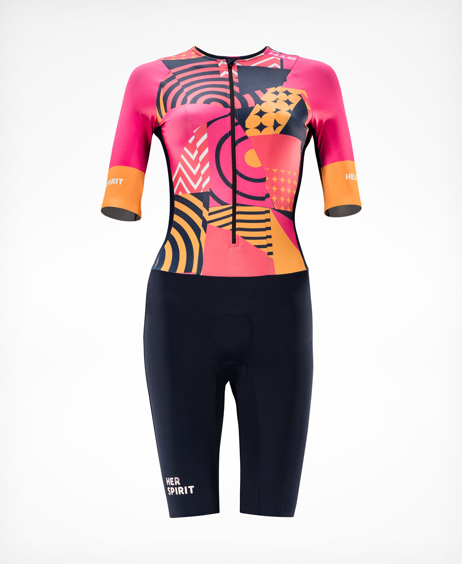 トライアスロンスーツ HERSLCSPW Her Spirit Long Course Suit Wmns - Pink Patchwork/Black [レディーズ]