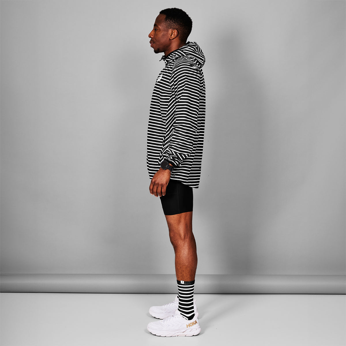 ランニングジャケット LMRJA03c003 Pace Jacket - Black/White Stripe [メンズ]