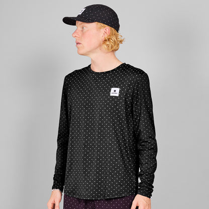 ランニングTシャツ（ロングスリーブ） MMRLS02c1018 Reflective Polka Pace Long Sleeve - Black Aop [メンズ]