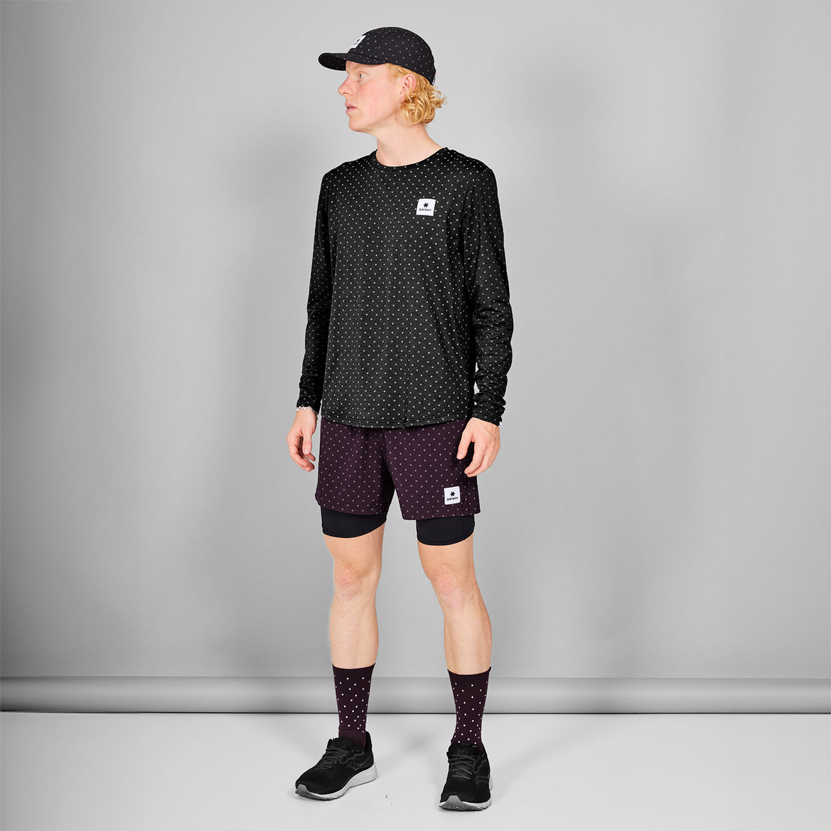 ランニングTシャツ（ロングスリーブ） MMRLS02c1018 Reflective Polka Pace Long Sleeve - Black Reflective Polka Aop [メンズ]