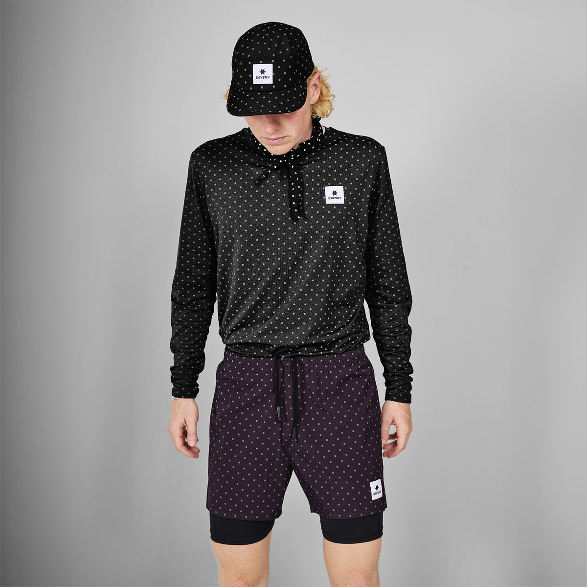 ランニングTシャツ（ロングスリーブ） MMRLS02c1018 Reflective Polka Pace Long Sleeve - Black Reflective Polka Aop [メンズ]