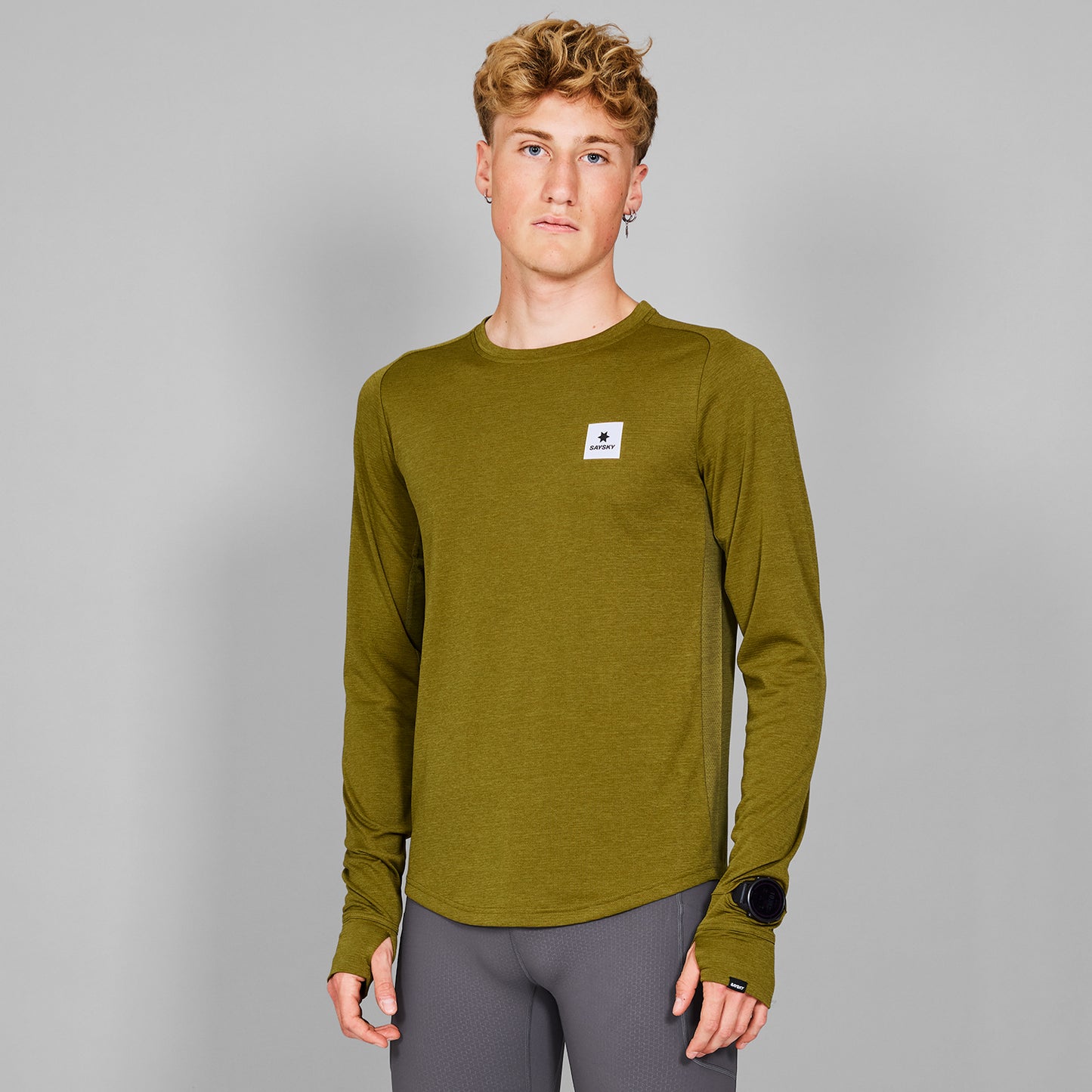 ランニングTシャツ（ロングスリーブ） MMRLS60c3006 Flow Long Sleeve - Green Melange [メンズ]