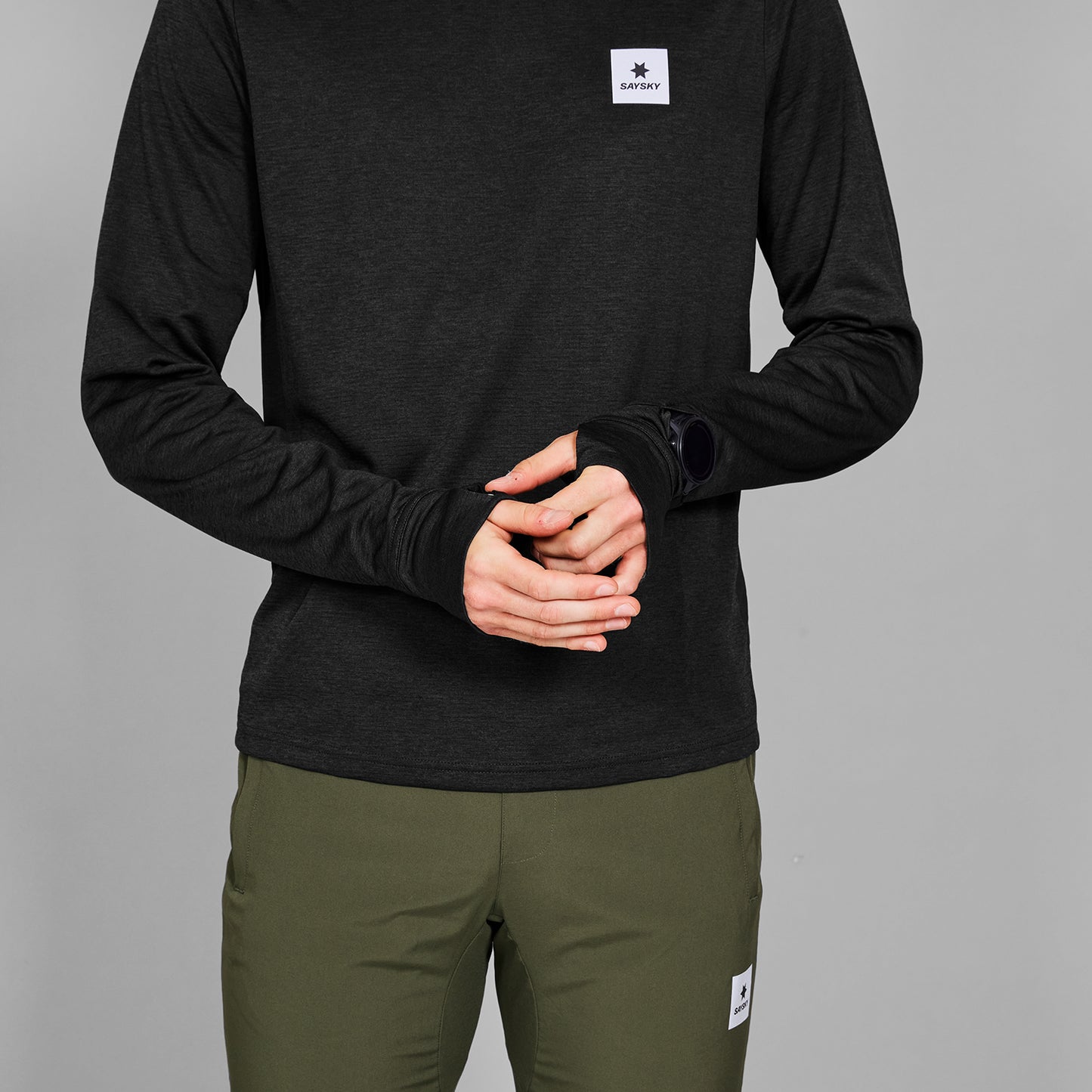 ランニングTシャツ（ロングスリーブ） MMRLS60c9001 Flow Long Sleeve - Black [メンズ]