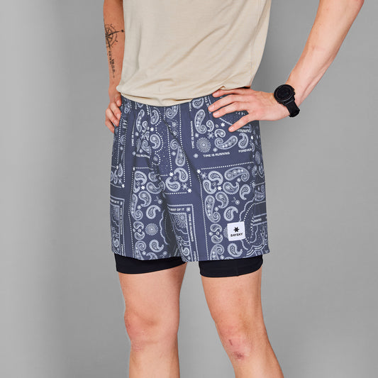 ランニングショーツ MMRSH03c1020 Paisley Pace 2-in-1 Shorts 5inch - Blue Paisley Aop [メンズ]