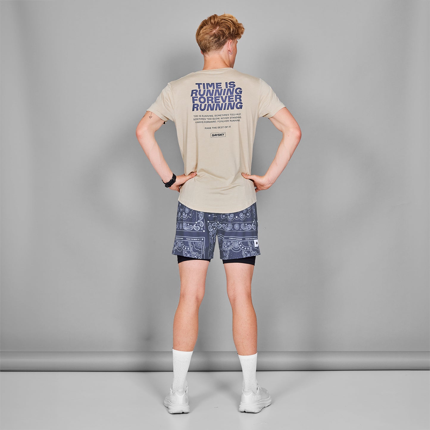 ランニングTシャツ MMRSS05c8002 Statement Pace T-shirt - Beige Melange [メンズ]