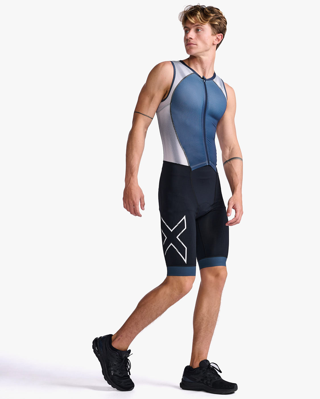 【サンプル】トライアスロンスーツ MT6660dMDNWHT Mt6660d-mdn-wht Light Speed Front Zip Trisuit - Midnight/White [メンズ]