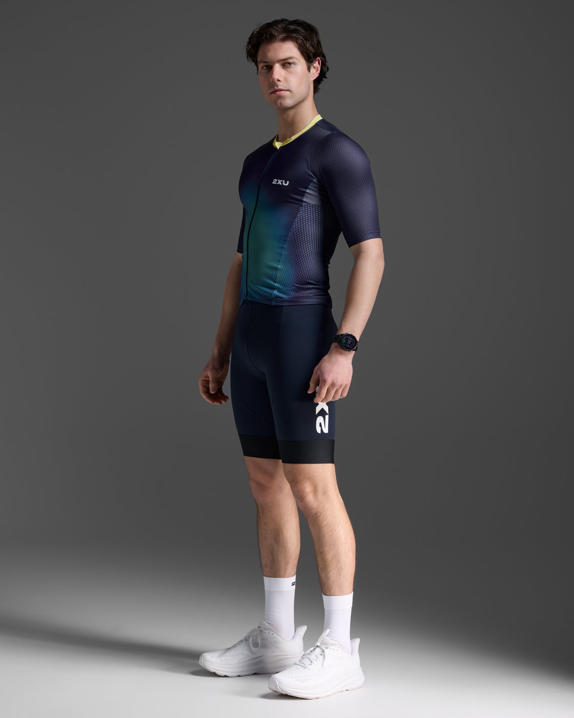トライアスロントップ MT7395a-MDN-CLM Aero Hex Tri Sleeved Top - Midnight Blue/Cool Matcha [メンズ]