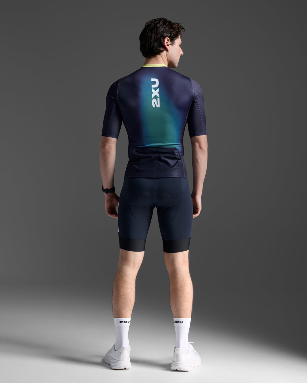 トライアスロントップ MT7395a-MDN-CLM Aero Hex Tri Sleeved Top - Midnight Blue/Cool Matcha [メンズ]