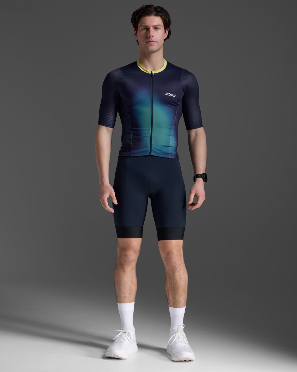 トライアスロントップ MT7395a-MDN-CLM Aero Hex Tri Sleeved Top - Midnight Blue/Cool Matcha [メンズ]