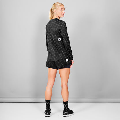 ランニングTシャツ（ロングスリーブ） MWRLS01c1018 Wmns Reflective Polka Pace Long Sleeve - Black Aop [レディーズ]