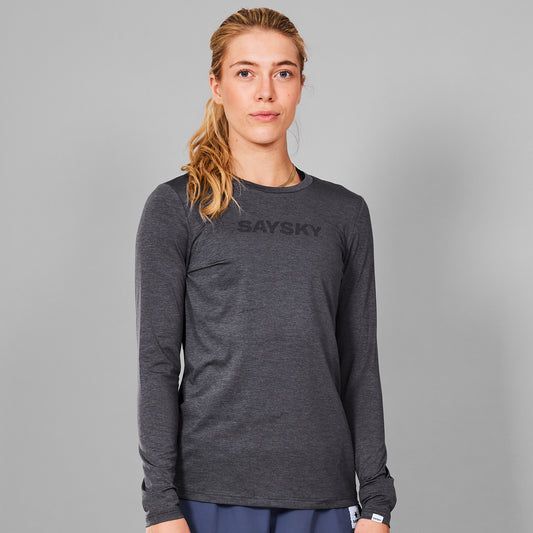 ランニングTシャツ（ロングスリーブ） MWRLS20c7004 Wmns Logo Pace Long Sleeve - Grey Melange [レディーズ]