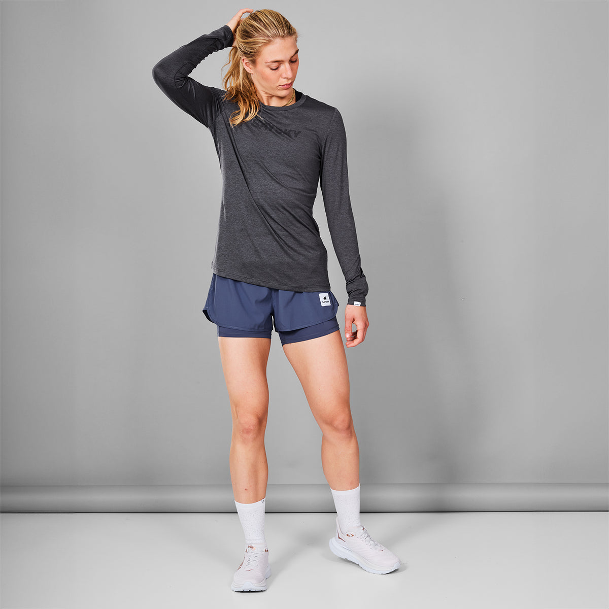 ランニングTシャツ（ロングスリーブ） MWRLS20c7004 Wmns Logo Pace Long Sleeve - Grey Melange [レディーズ]