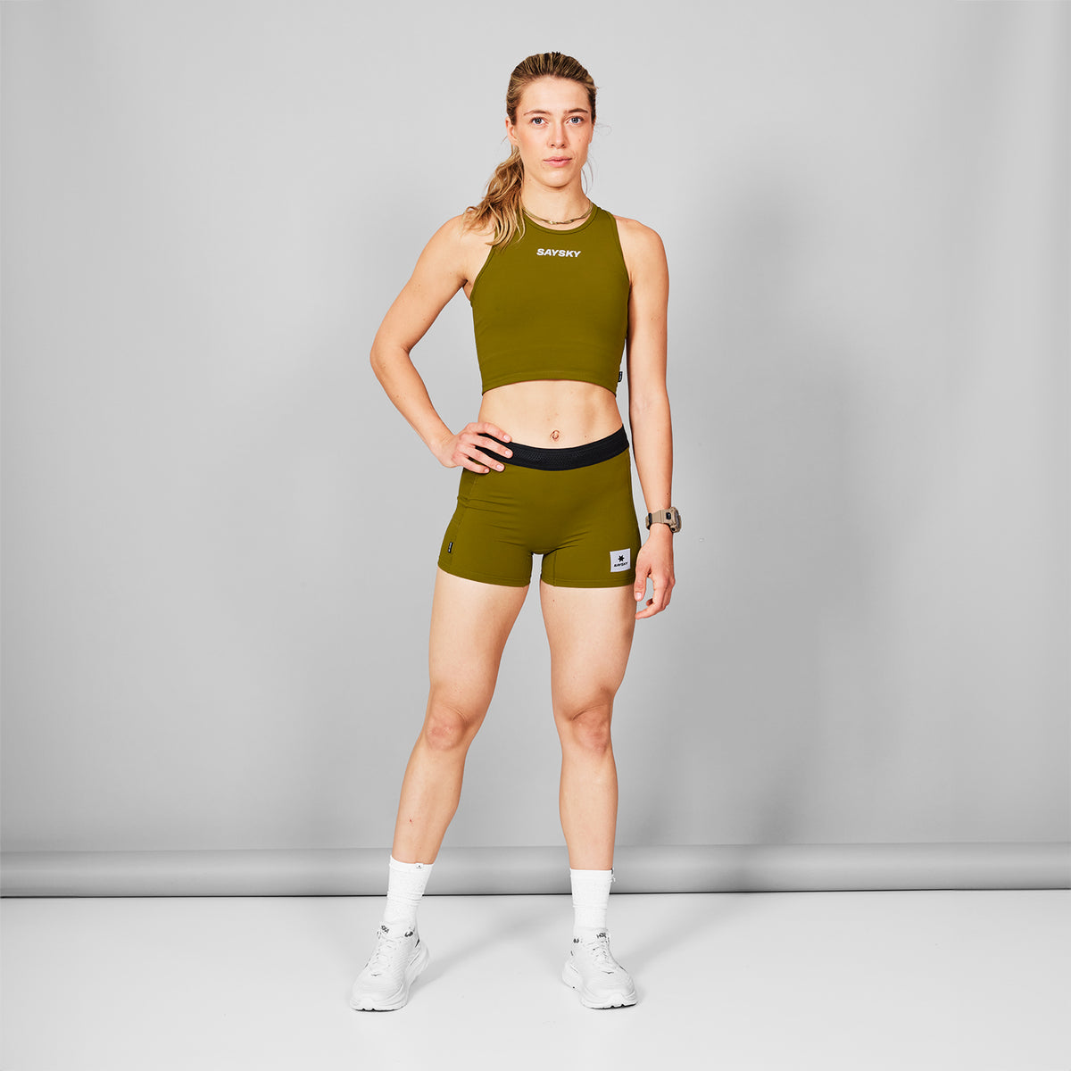 クロップトップ MWRSB61c310 Wmns Flow Race Crop Top - Green [レディーズ]