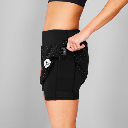 ランニングショーツ MWRSH01c1018 Wmns Reflective Polka Pace 2-in-1 Shorts 3inch - Black Aop [レディーズ]