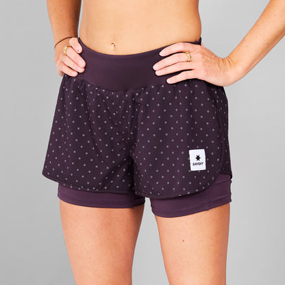 ランニングショーツ MWRSH01c1022 Wmns Reflective Polka Pace 2-in-1 Shorts 3inch - Purple [レディーズ]