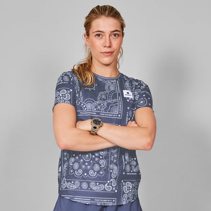 ランニングTシャツ MWRSS01c1020 Wmns Paisley Combat T-shirt - Blue Paisley Aop [レディーズ]