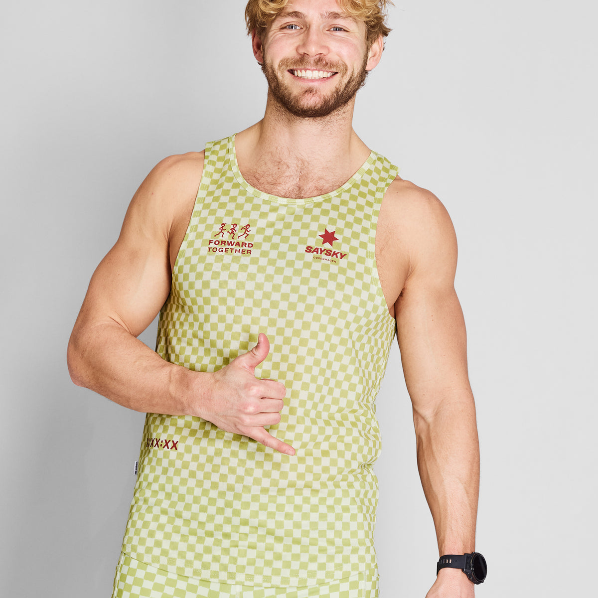 レースシングレット NMRSI31c1034 Checker Combat Singlet - Green Checker Aop [メンズ]