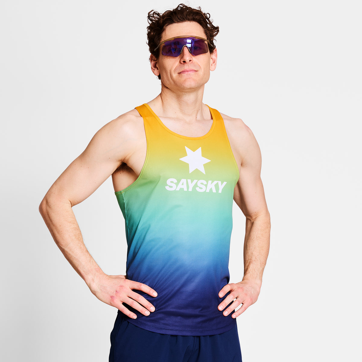 レースシングレット NMRSI60c1032 Drip Dye Flow Singlet - Blue Drip Dye Aop [メンズ]