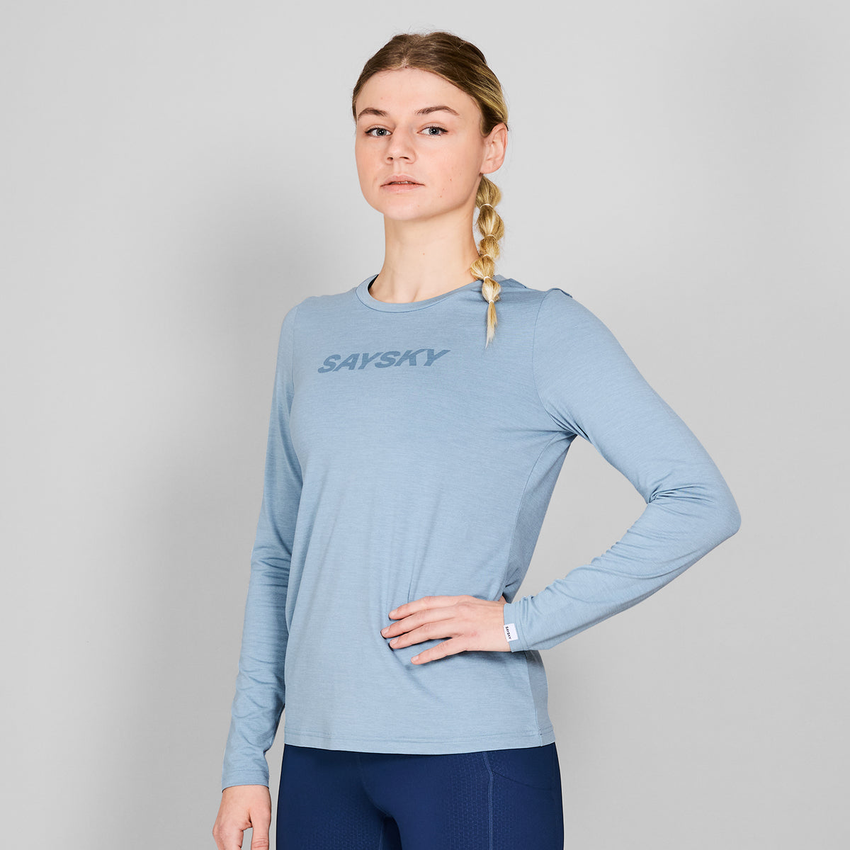 ランニングTシャツ（ロングスリーブ） NWRLS20c2010 Wmns Logo Pace Long Sleeve - Blue Melange [レディーズ]