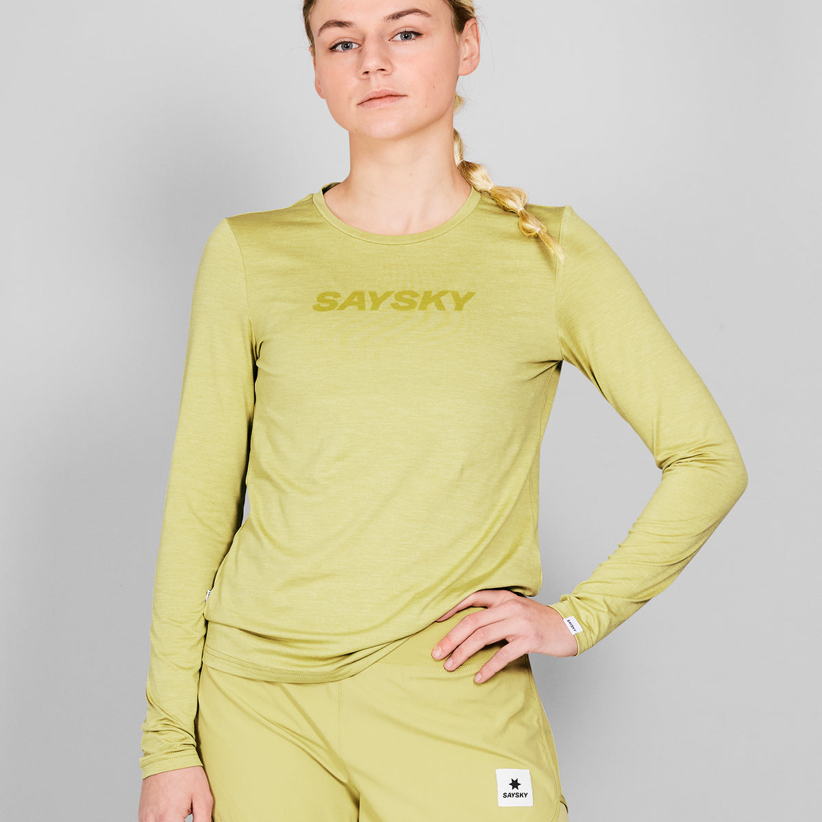 ランニングTシャツ（ロングスリーブ） NWRLS20c3008 Wmns Logo Pace Long Sleeve - Green Melange [レディーズ]