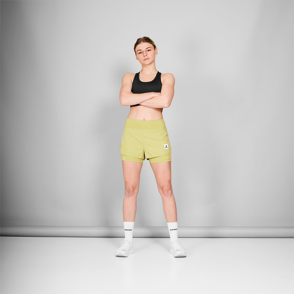 ランニングショーツ NWRSH23c312 Wmns Pace 2-in-1 Shorts 3inch - Green [レディーズ]
