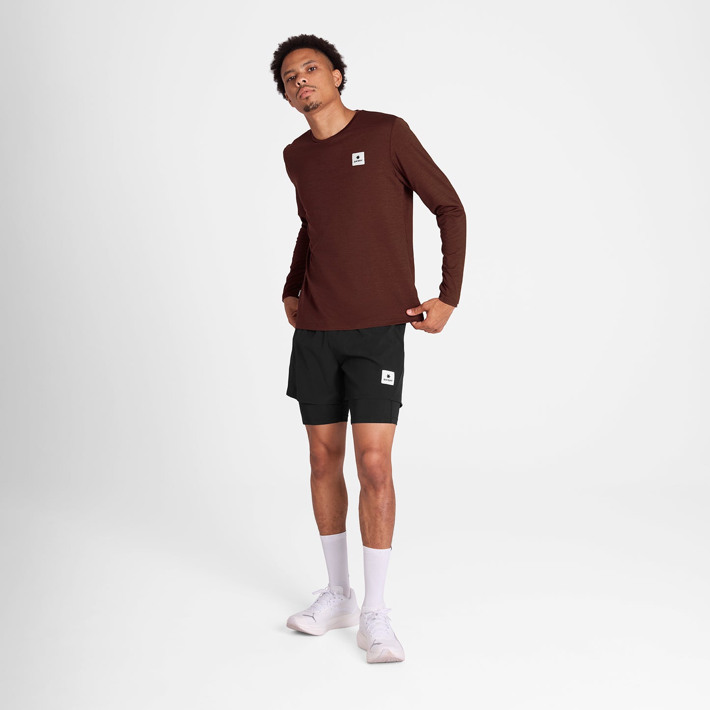 ランニングTシャツ（ロングスリーブ） OMRLS20c5008 Statement Pace Long Sleeve - Red [メンズ]