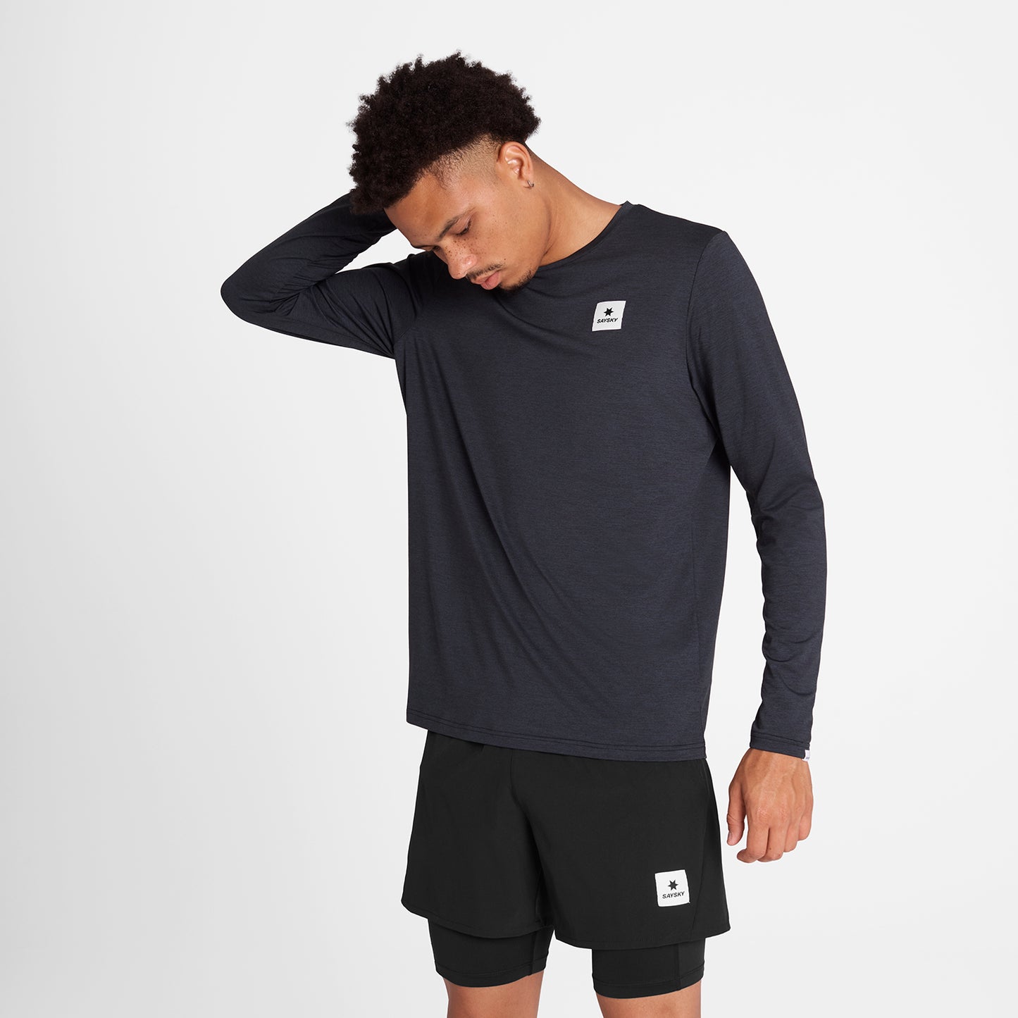 ランニングTシャツ（ロングスリーブ） OMRLS20c9001 Reflective Logo Pace Long Sleeve - Black [メンズ]