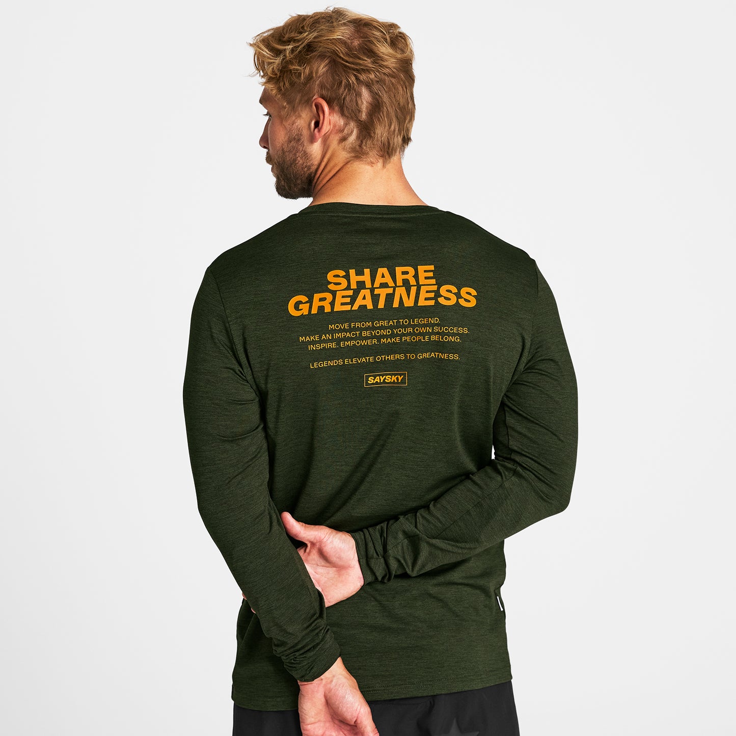 ランニングTシャツ（ロングスリーブ） OMRLS22c3001 Statement Pace Long Sleeve - Green [メンズ]