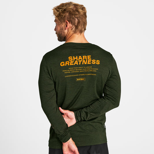 ランニングTシャツ（ロングスリーブ） OMRLS22c3001 Statement Pace Long Sleeve - Green [メンズ]