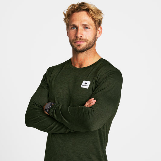 ランニングTシャツ（ロングスリーブ） OMRLS22c3001 Statement Pace Long Sleeve - Green [メンズ]