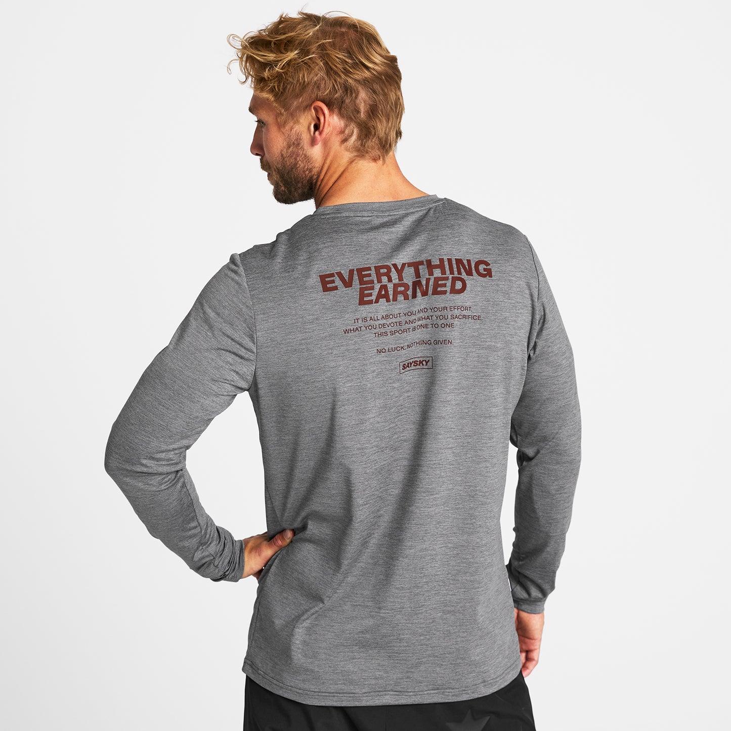 ランニングTシャツ（ロングスリーブ） OMRLS22c6004 Statement Pace Long Sleeve - Grey [メンズ]