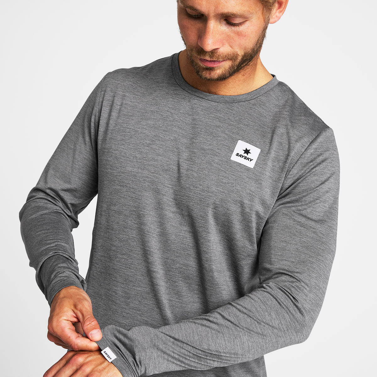 ランニングTシャツ（ロングスリーブ） OMRLS22c6004 Statement Pace Long Sleeve - Grey [メンズ]