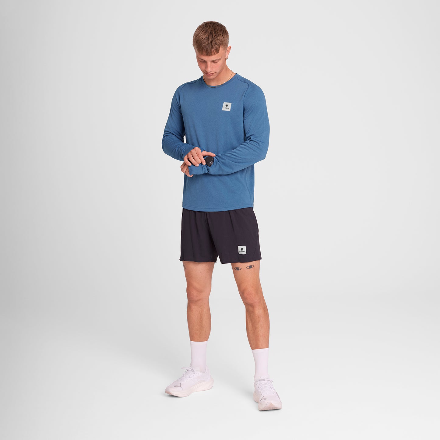 ランニングTシャツ（ロングスリーブ） OMRLS60c2011 Clean Flow Long Sleeve - Blue [メンズ]