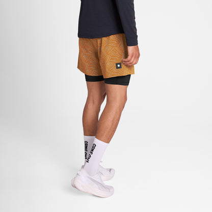 ランニングショーツ OMRSH20c1051 Reflective Pace 2-in-1 Shorts 5inch - Orange Aop [メンズ]