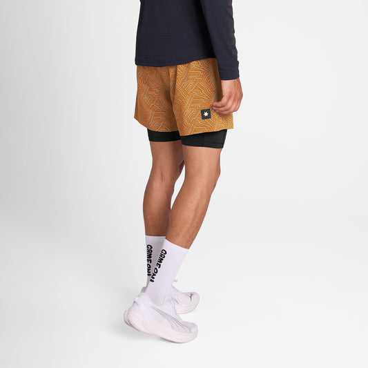 ランニングショーツ OMRSH20c1051 Reflective Pace 2-in-1 Shorts 5inch - Orange Aop [メンズ]
