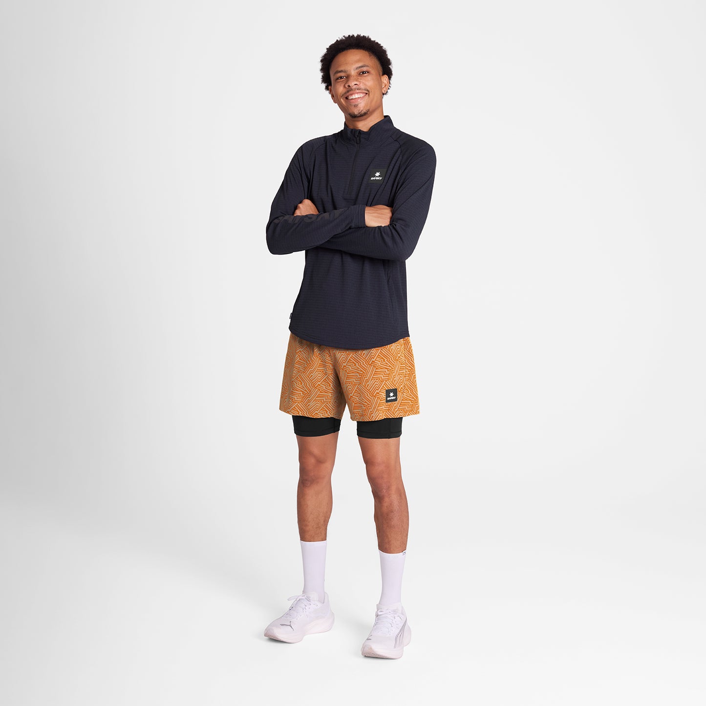 ランニングショーツ OMRSH20c1051 Reflective Pace 2-in-1 Shorts 5inch - Orange Aop [メンズ]