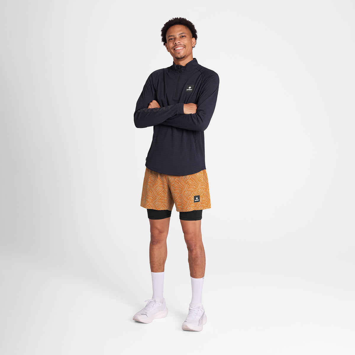 ランニングショーツ OMRSH20c1051 Reflective Pace 2-in-1 Shorts 5inch - Orange Aop [メンズ]