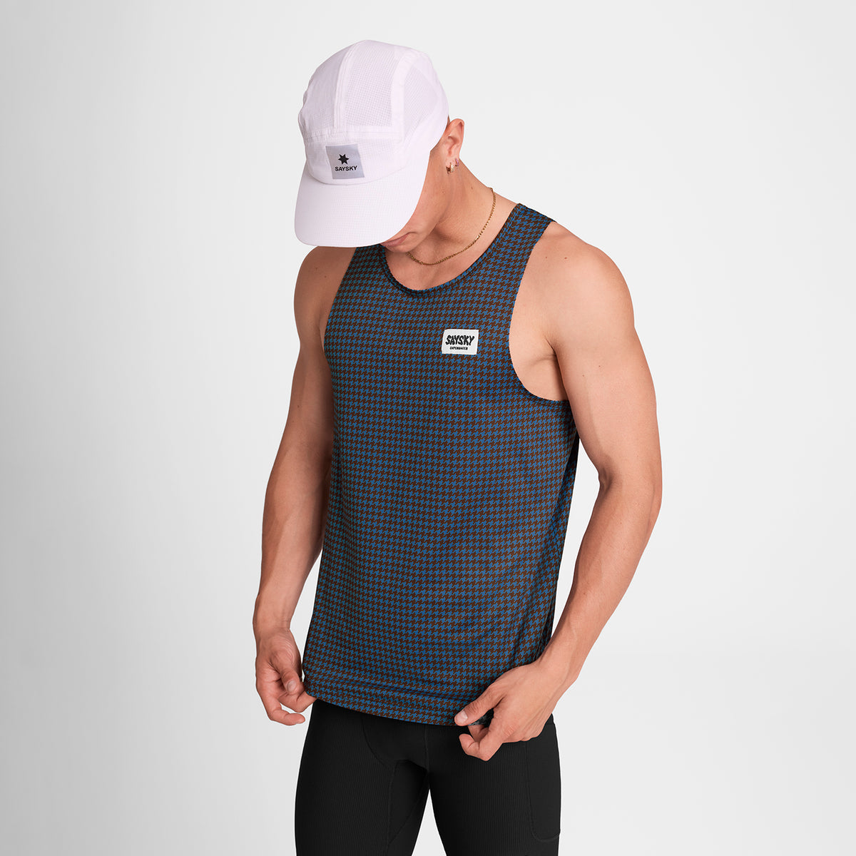 レースシングレット OMRSI31c1047 Houndstooth Combat Singlet - Blue Houndstooth Aop [メンズ]