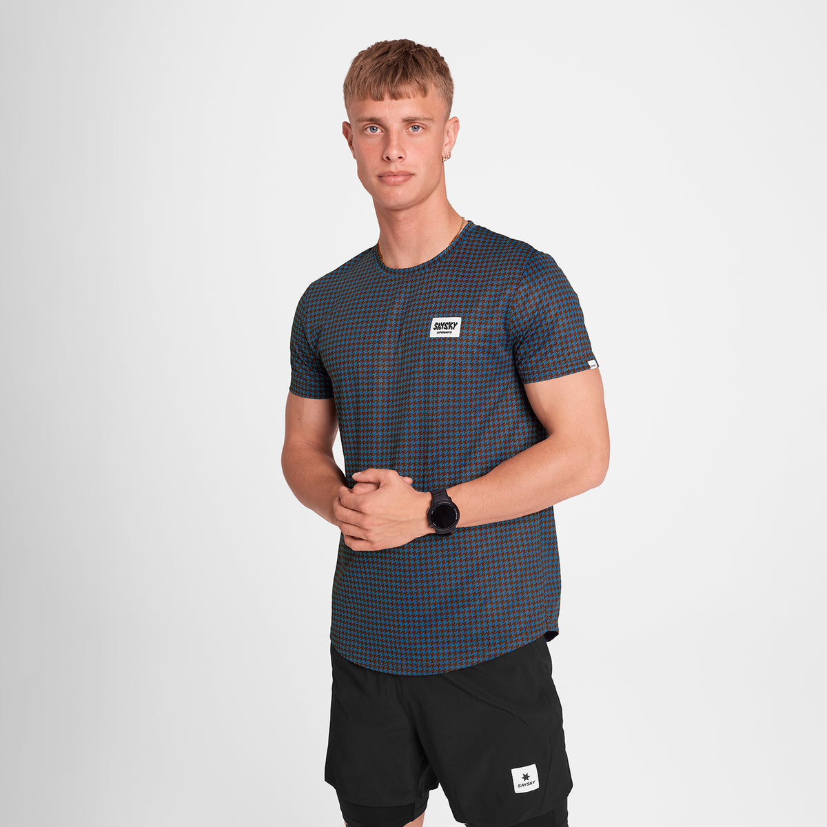 ランニングTシャツ OMRSS31c1047 Houndstooth Combat T-shirt - Blue Houndstooth Aop [メンズ]