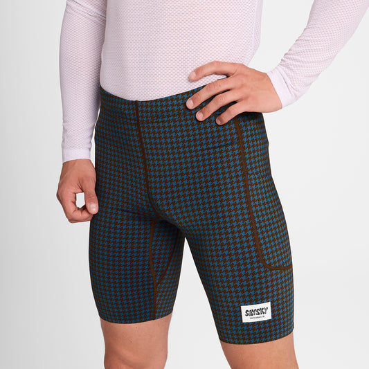 ランニングタイツ OMRST31c1047 Houndstooth Combat+ Short Tights 9inch - Blue Houndstooth Aop [メンズ]