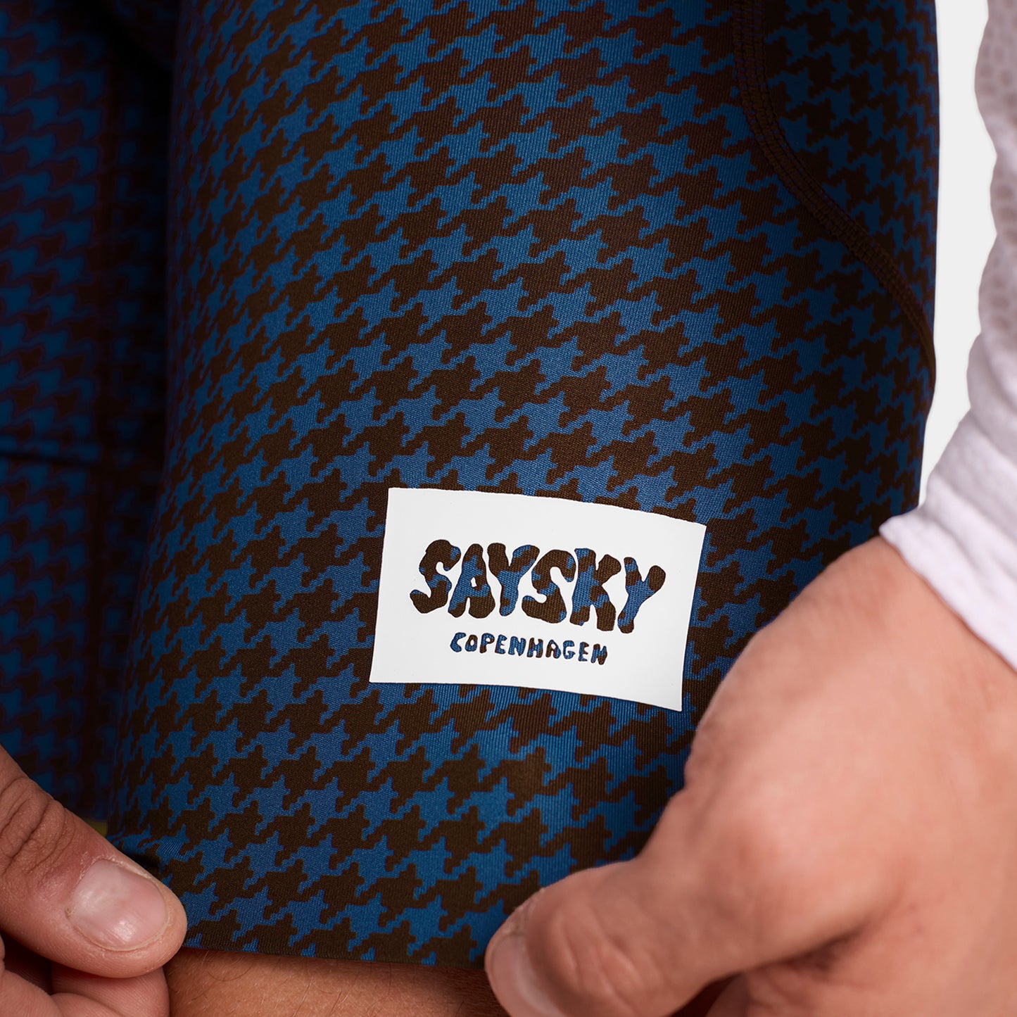 ランニングタイツ OMRST31c1047 Houndstooth Combat+ Short Tights 9inch - Blue Houndstooth Aop [メンズ]