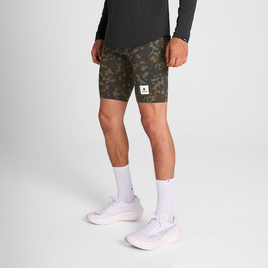 ランニングタイツ OMRST31c1048 Camo Combat+ Short Tights 9inch - Brown Aop [メンズ]
