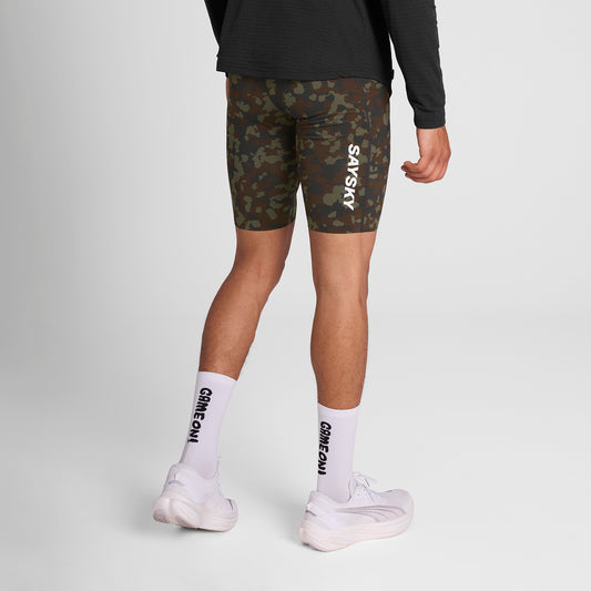 ランニングタイツ OMRST31c1048 Camo Combat+ Short Tights 9inch - Brown Aop [メンズ]
