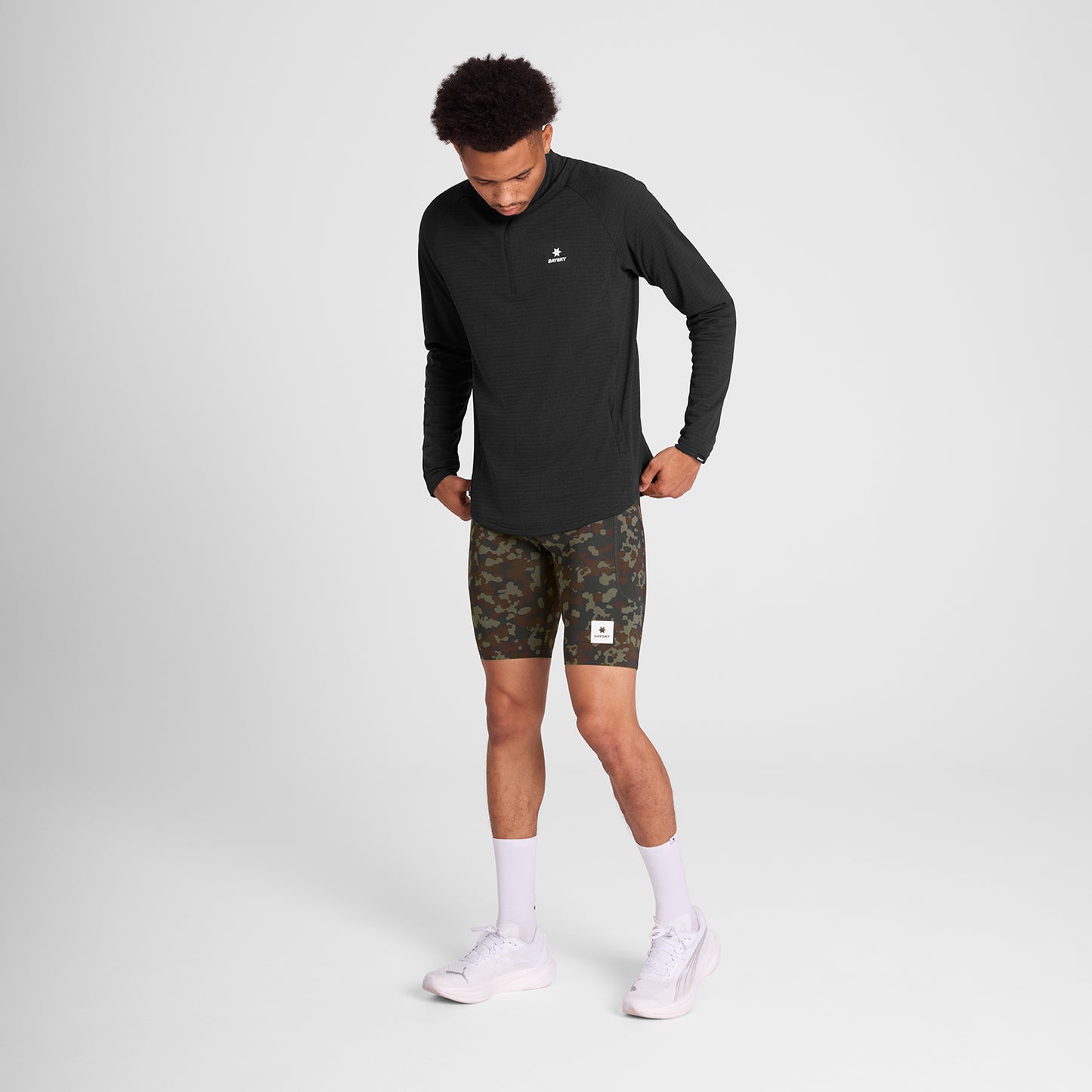 ランニングタイツ OMRST31c1048 Camo Combat+ Short Tights 9inch - Brown Aop [メンズ]