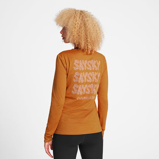 ランニングTシャツ（ロングスリーブ） OWRLS20c4008 W Reflective Logo Pace Long Sleeve - Orange [レディーズ]