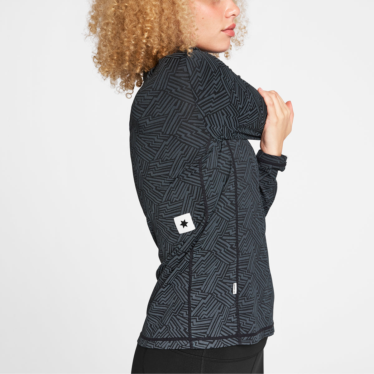 ランニングTシャツ（ロングスリーブ） OWRLS21c1050 Wmns Reflective Pace 1/2 Zip Long Sleeve - Black Aop [レディーズ]