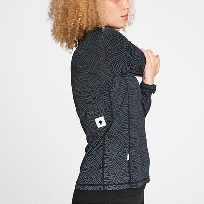 ランニングTシャツ（ロングスリーブ） OWRLS21c1050 W Reflective Pace 1/2 Zip Long Sleeve - Black Aop [レディーズ]